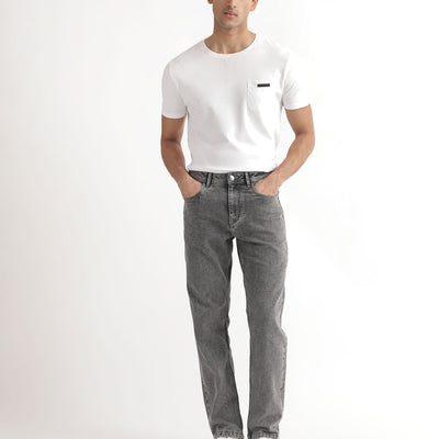 Rare Rabbit Men's Klune Light Grey Mid Wash Mid-Rise Regular Fit Jeans