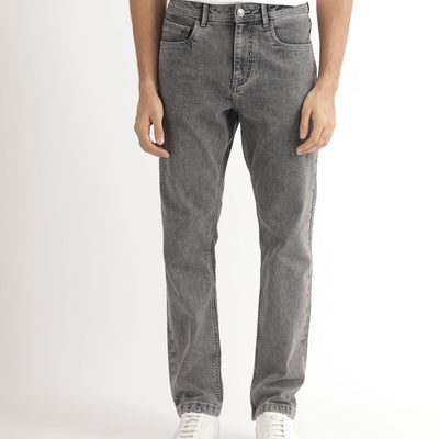 Rare Rabbit Men's Klune Light Grey Mid Wash Mid-Rise Regular Fit Jeans