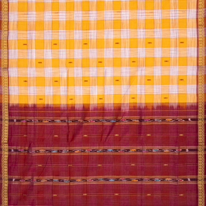 Yellow Handloom Kadapa Cotton Saree With Checks-Yellow