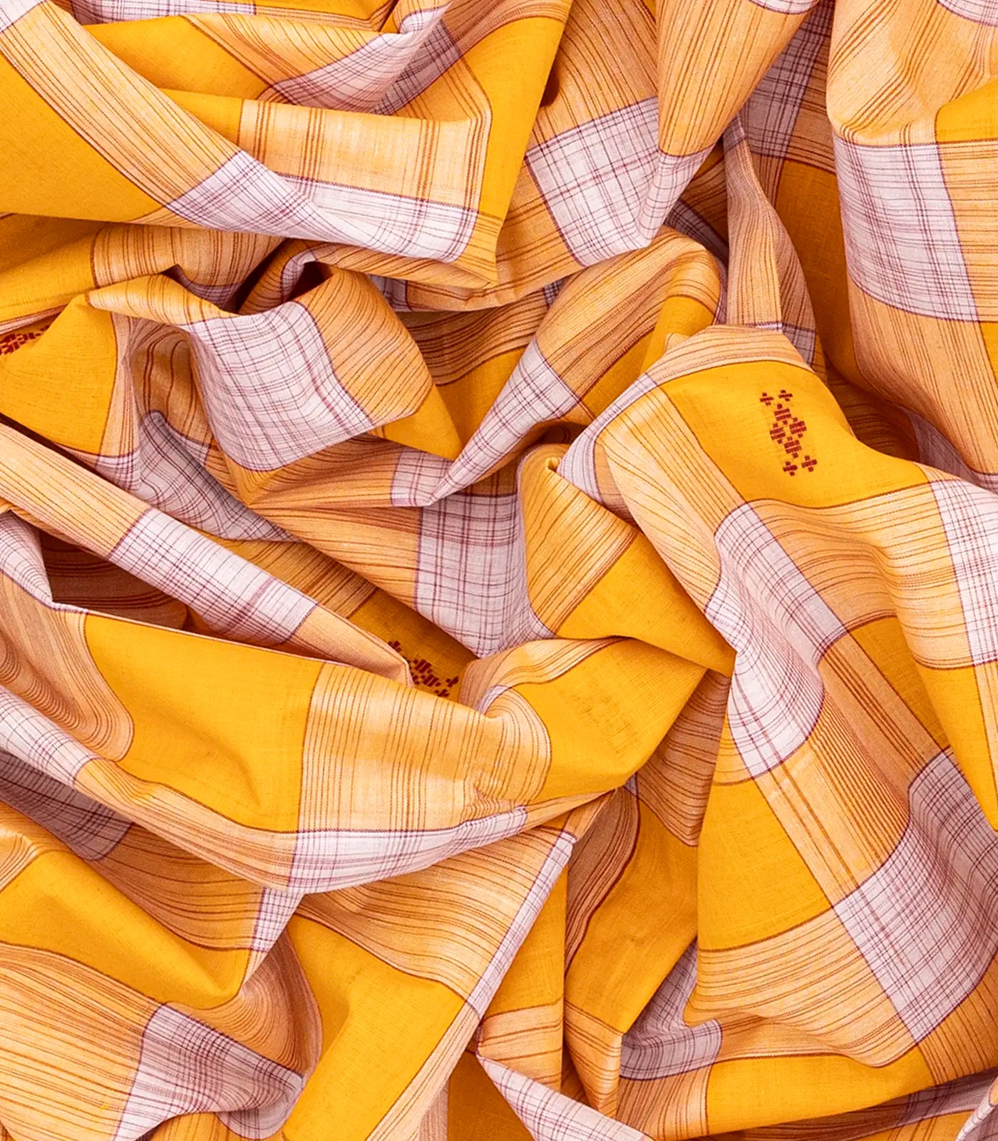 Yellow Handloom Kadapa Cotton Saree With Checks-Yellow