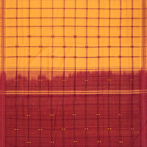 Peach Handloom Kadapa Cotton Saree With Checks-Peach