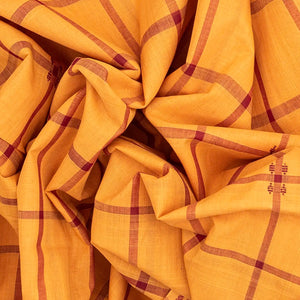 Peach Handloom Kadapa Cotton Saree With Checks-Peach