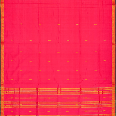 Dark Peach Handloom Kadapa Cotton Saree With Butta-Dark Peach