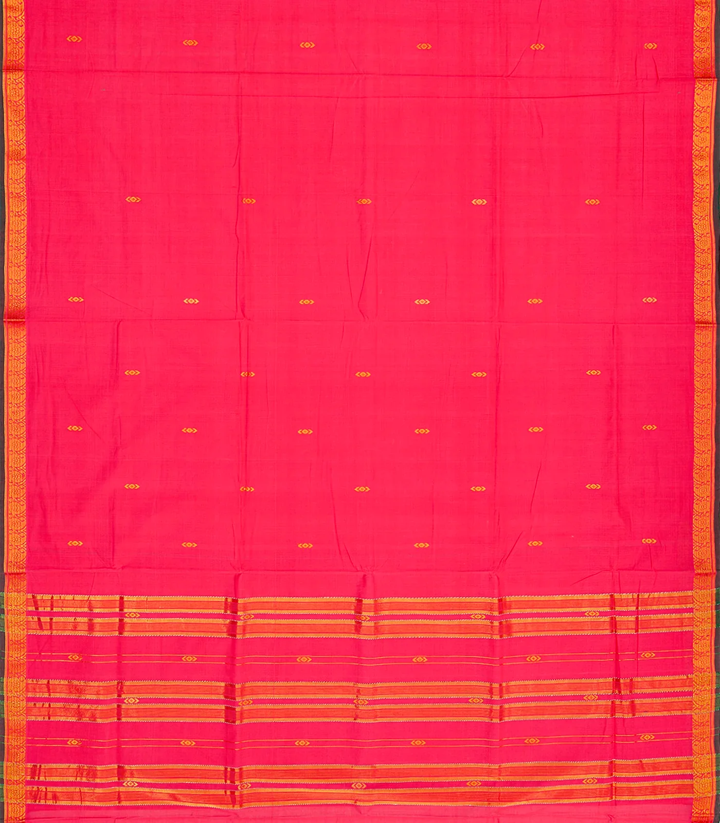 Dark Peach Handloom Kadapa Cotton Saree With Butta-Dark Peach