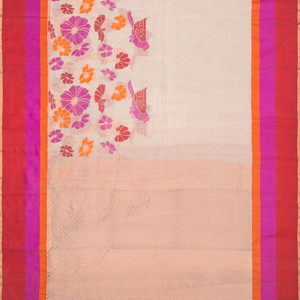 Beige Handloom Kota Silk Saree With Meenakari Bird Motifs-Beige