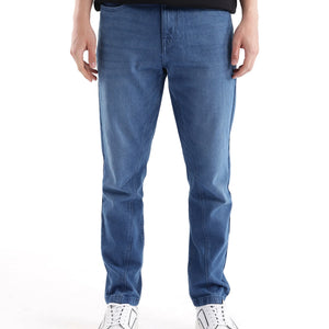 Rare Rabbit Men's Kobet Blue Cotton Fabric Plain Jeans