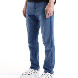 Rare Rabbit Men's Kobet Blue Cotton Fabric Plain Jeans