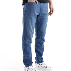 Rare Rabbit Men's Kobet Blue Cotton Fabric Plain Jeans