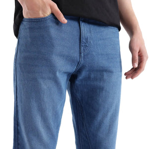 Rare Rabbit Men's Kobet Blue Cotton Fabric Plain Jeans