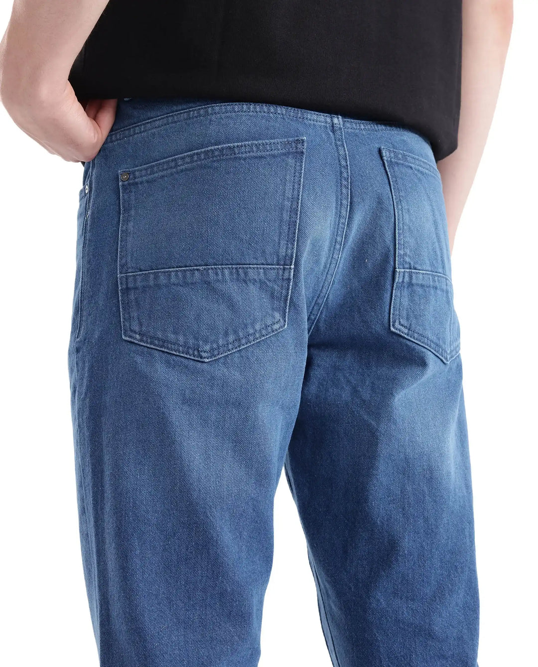 Rare Rabbit Men's Kobet Blue Cotton Fabric Plain Jeans