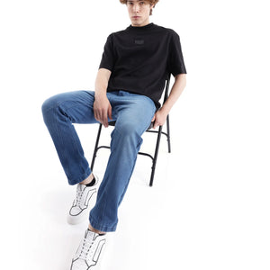 Rare Rabbit Men's Kobet Blue Cotton Fabric Plain Jeans