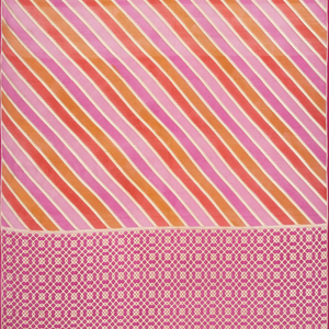 Pink Handwoven Banarasi Rangkat Organza  Silk Saree With Diagonal Stripes-Pink