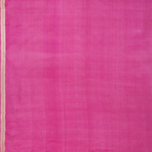Pink Handwoven Banarasi Rangkat Organza  Silk Saree With Diagonal Stripes-Pink