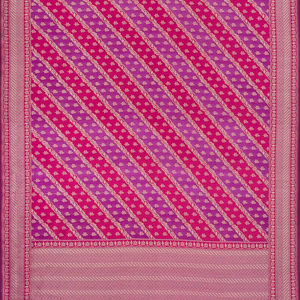 Pink Handwoven Banarasi Rangkat Organza Silk Saree With Floral Motifs-Pink