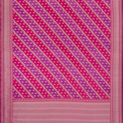 Pink Handwoven Banarasi Rangkat Organza Silk Saree With Floral Motifs-Pink