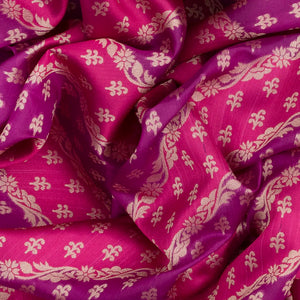 Pink Handwoven Banarasi Rangkat Organza Silk Saree With Floral Motifs-Pink