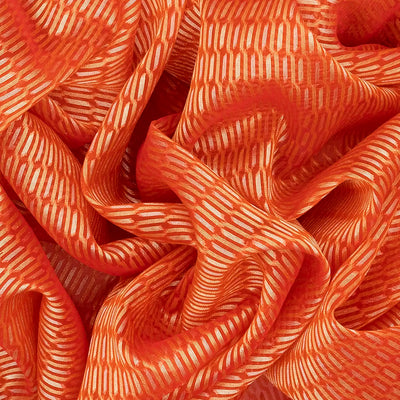 Red Handwoven Banarasi Organza Silk Saree With Floral Motifs-Red