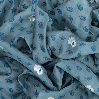 Grey Handwoven Banarasi Organza Silk Saree With Floral Motifs-Grey