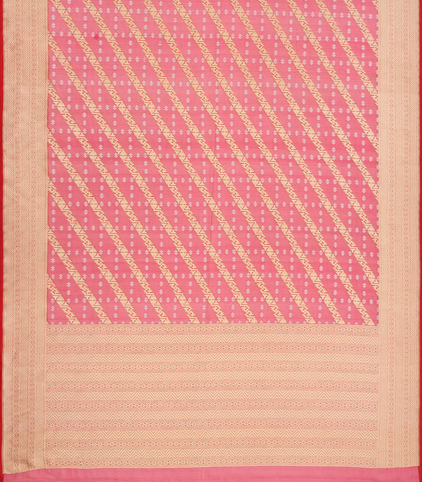 Peach Handwoven Banarasi Organza  Silk Saree With Floral Motifs-Peach