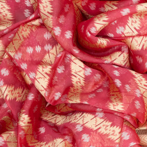 Peach Handwoven Banarasi Organza  Silk Saree With Floral Motifs-Peach