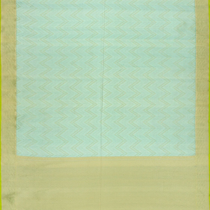 Aquamarine Handwoven Banarasi Organza Silk Saree With Chevron Motifs-Aquamarine