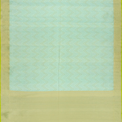 Aquamarine Handwoven Banarasi Organza Silk Saree With Chevron Motifs-Aquamarine