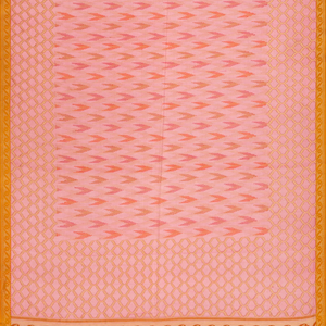 Red Handwoven Banarasi Organza  Silk Saree With Chevron Motifs-Red