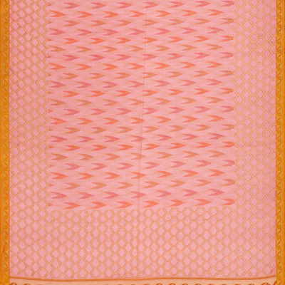 Red Handwoven Banarasi Organza  Silk Saree With Chevron Motifs-Red