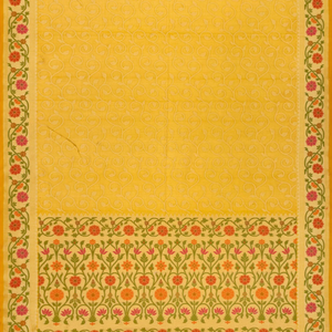 Mustard Handwoven Organza Silk Saree With Floral Motifs-Mustard