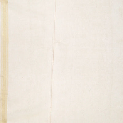 Cream Handwoven Banarasi Organza Silk Saree With Floral Motifs-Cream