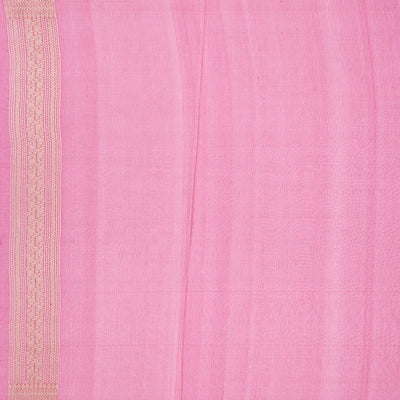 Pink Handwoven Banarasi Organza Silk Saree With Triangle Motifs-Pink
