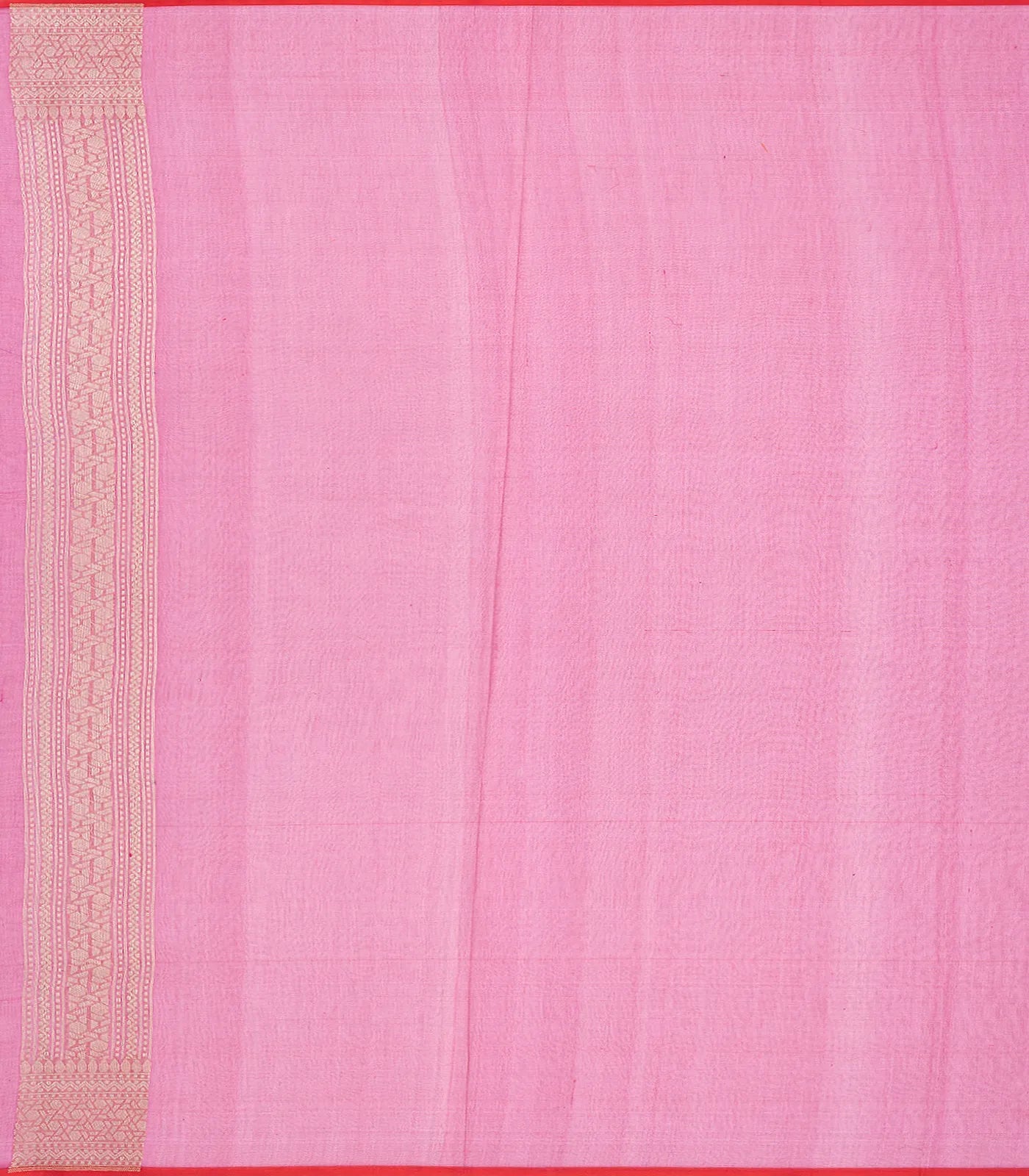 Pink Handwoven Banarasi Organza Silk Saree With Triangle Motifs-Pink