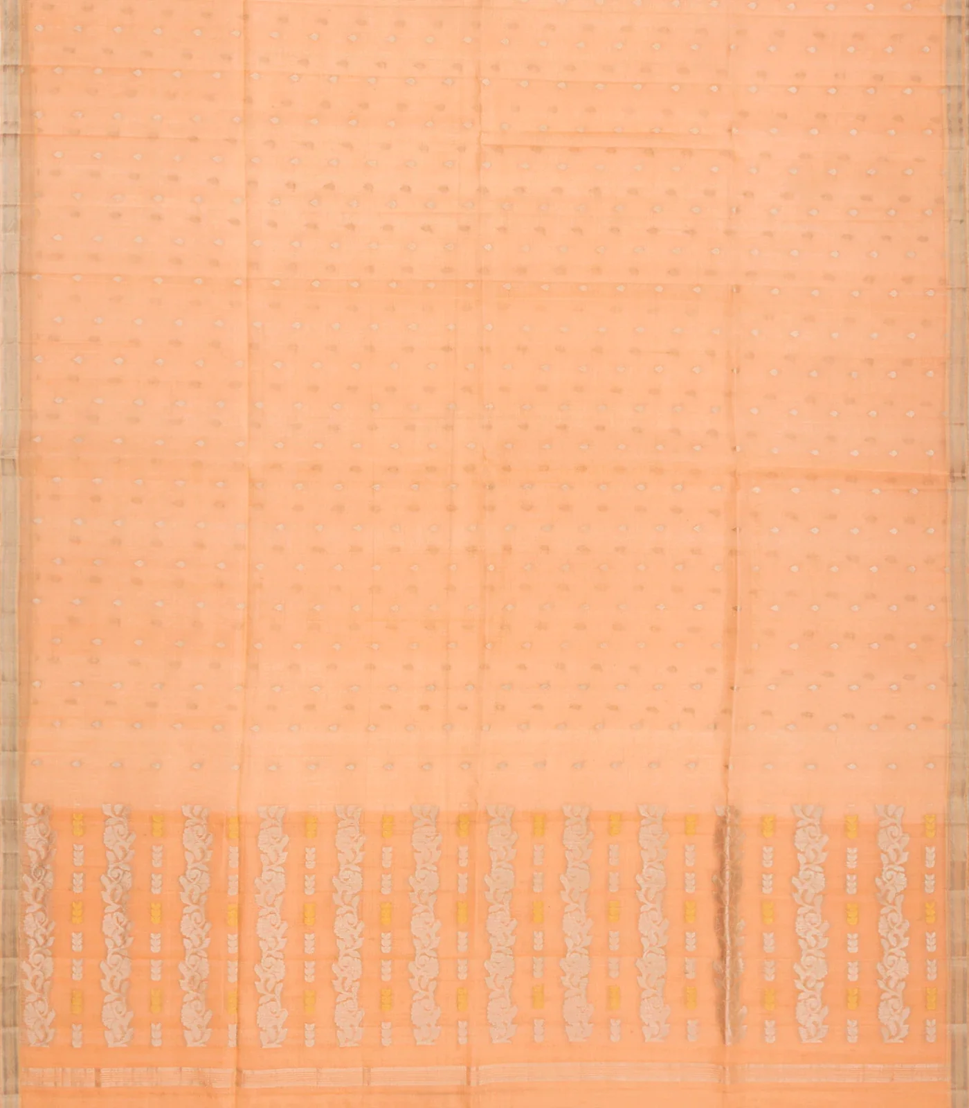 Peach Handloom Organza Silk Saree With Droplet Motifs-Peach