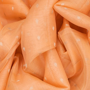 Peach Handloom Organza Silk Saree With Droplet Motifs-Peach