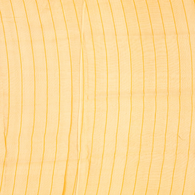 Mustard Handloom Organza Silk Saree With Broken Stripes-Mustard