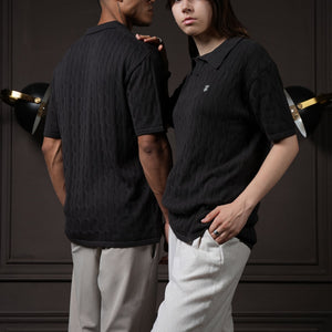 Pristine Cable Knit Polo - Shadow