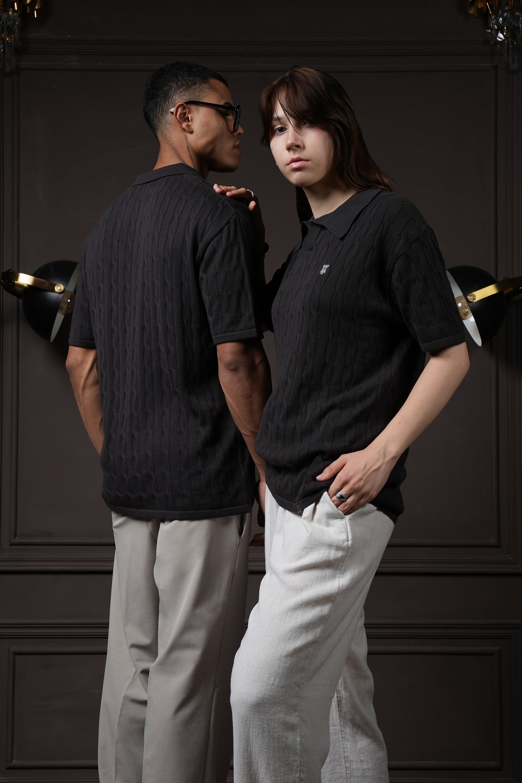 Pristine Cable Knit Polo - Shadow