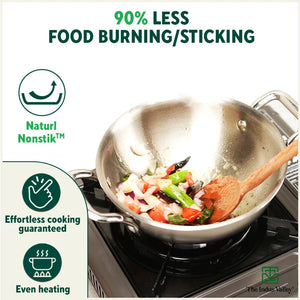 TurboCuk Tri-ply Stainless Steel Kadai, Premium Quality, 3 Layer Thick Body, 100% Toxin-free, Non-stick, Induction & Gas, Free ₹110 Spatula, 1.7/2.7/4L