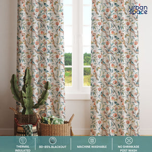 Blackout Curtains, Digital Printed Curtains, Pack of 2 Curtains - King Fisher