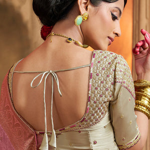 Stunning Pink Banarasi Satin Silk Saree With Energetic Blouse