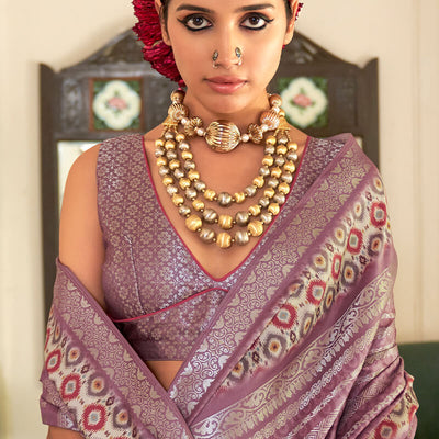 Ravishing Lavender Digital Printed Soft Silk Saree With Chatoyant Blouse Piece