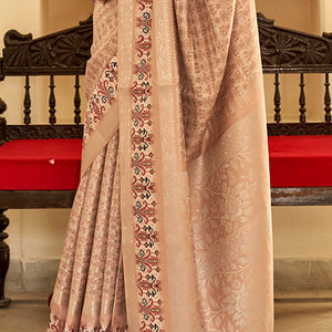 Majesty Beige Digital Printed Soft Silk Saree With Engrossing Blouse Piece