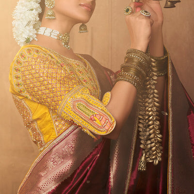 Precious Maroon Pure Viscose Dola Silk Saree With Susurrous Blouse Piece