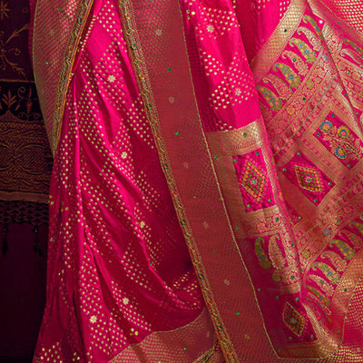 Murmurous Dark Pink Pure Viscose Dola Silk Saree With Fancifull Blouse Piece