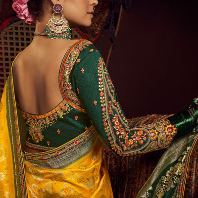 Flaunt Yellow Pure Viscose Dola Silk Saree With Staring Blouse Piece