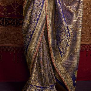 Scrupulous Blue Pure Viscose Dola Silk Saree With Resplendent Blouse Piece