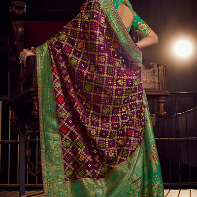 Resonant Purple Pure Viscose Dola Silk Saree With Susurrous Blouse Piece