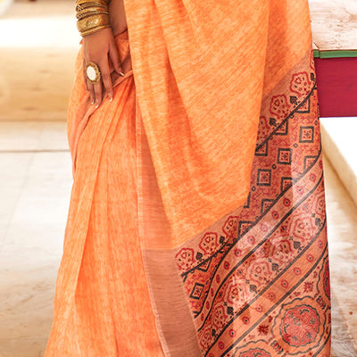 Desultory Peach  Cotton Silk Saree With Enthralling Blouse Piece
