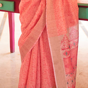 Flameboyant Pink Cotton Silk Saree With Mesmerising Blouse Piece