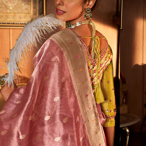 Wonderful Pink Paithani Silk Saree With Pulsating Blouse Piece